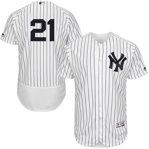 Yankees #21 Paul O'Neill White Strip Flexbase Authentic Collection Stitched MLB Jersey